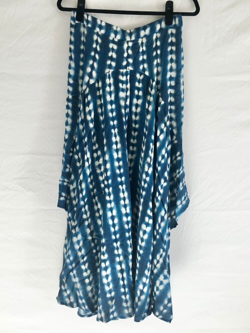 Tori Praver "Celesse" St. Barth's Island Teal Tie Dye Asymmetrical Maxi Skirt
